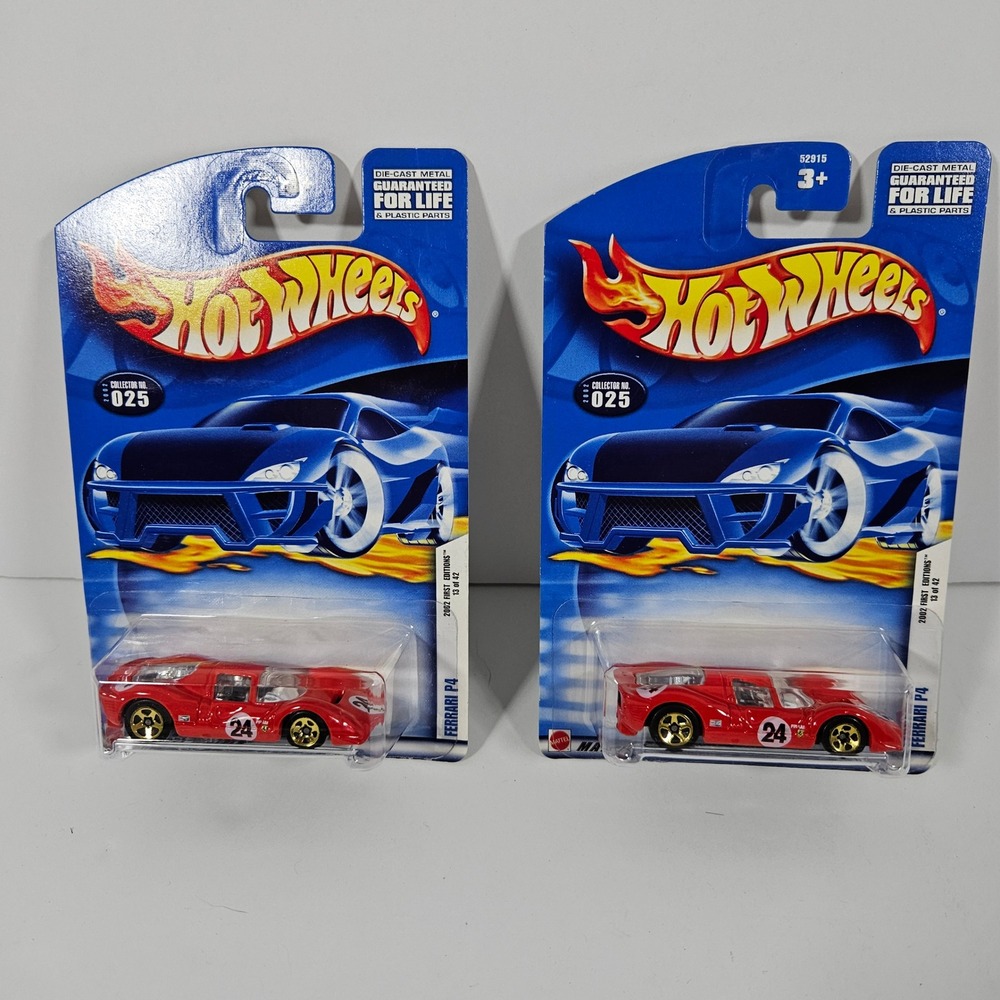 Hot Wheels 2002 First Editions Ferrari P4 Red #025 Diecast Car Lot of 2 52915